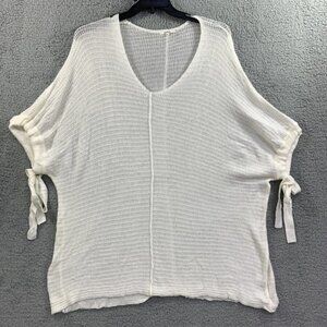 Tularosa Tunic Sweater Open Knit Womens Top Short Sleeve Oversized Sz M /L Ivory